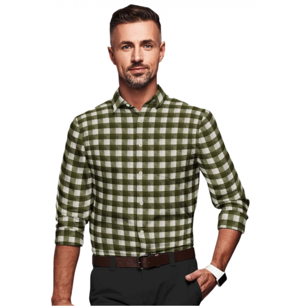53814597799_b1c098bdd0_o_d-1000x1000-1.webp Men's Cotton Blended Checked Full Sleeve Shirt (White-Green) - Image 1