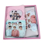 Prezzie Villa 3 in 1 Black Pink Stationery Set for Kids in Multicolor 2 Pouches and 1 Pocket Diary Set | Soft Furr | Stationery | 5+ Years