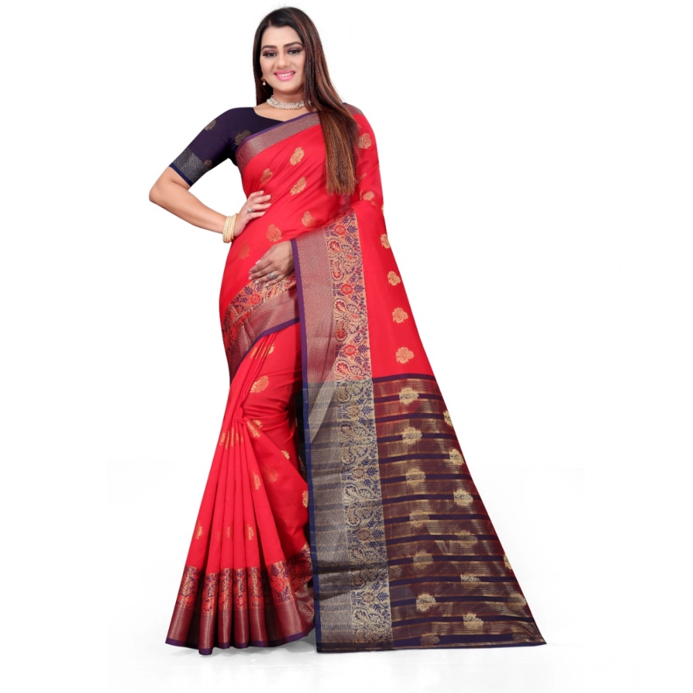 53925200417_5c1e253773_o_d-1000x1000-1.webp Women's Silk Blend Woven Saree With Unstitched Blouse 5.5Mtr (Red) - Image 1