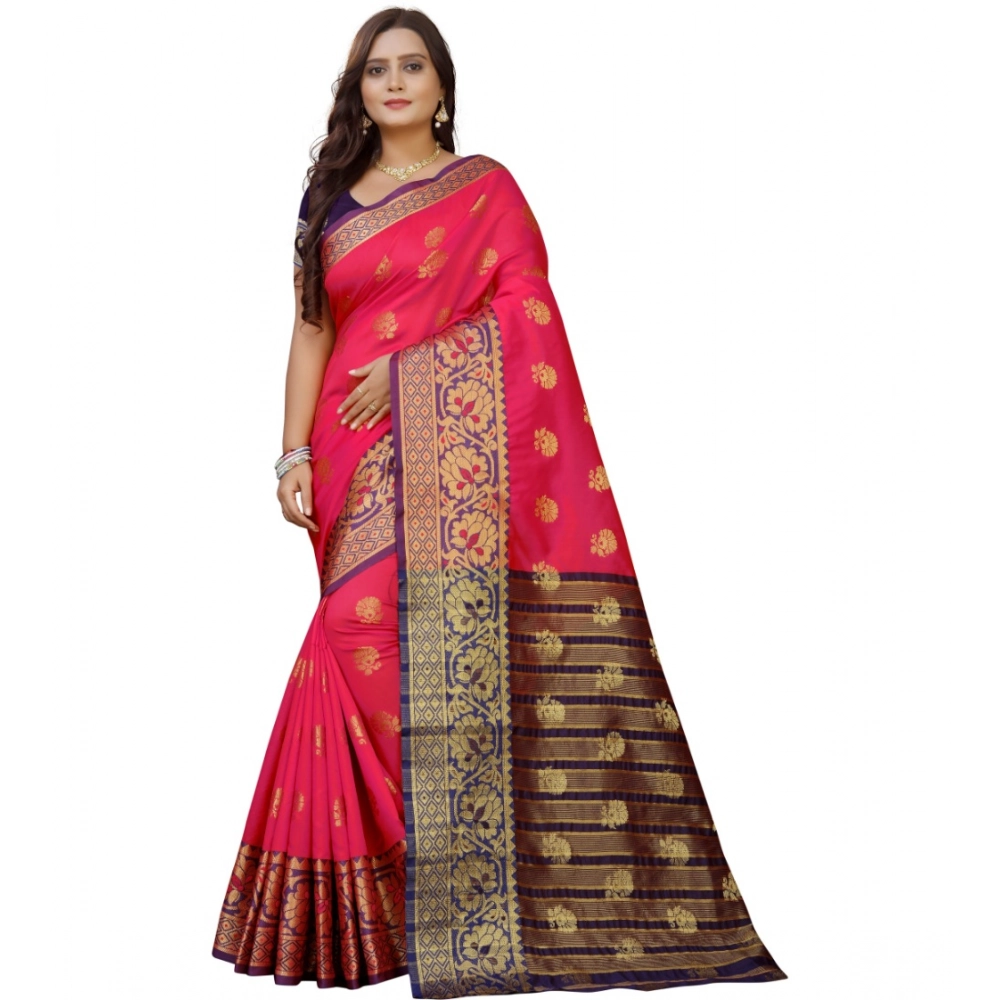 53925204252_3fe51eda1c_o_d-1000x1000-1.webp Women's Silk Blend Woven Saree With Unstitched Blouse 5.5Mtr (Multicolor) - Image 1