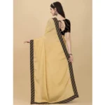 Women's Chiffon Self Design Saree With Unstitched Blouse 5.5Mtr (Yellow) - Image 3