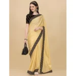 Women's Chiffon Self Design Saree With Unstitched Blouse 5.5Mtr (Yellow) - Image 4