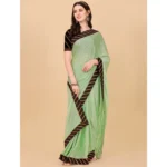Women's Chiffon Self Design Saree With Unstitched Blouse 5.5Mtr (Light Green) - Image 4