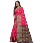 Women's Silk Blend Woven Saree With Unstitched Blouse 5.5Mtr (Multicolor) - Image 3