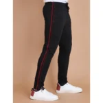 Men's Casual Cotton Striped Full Length Track Pant (Black) - Image 3