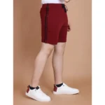 Men's Casual Cotton Striped Above knee Shorts (Maroon) - Image 3