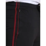 Men's Casual Cotton Striped Full Length Track Pant (Black) - Image 6