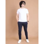 Men's Casual Cotton Striped Full Length Track Pant (Navy) - Image 7
