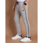 Men's Casual Cotton Striped Full Length Track Pant (Greymelange) - Image 4