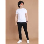 Men's Casual Cotton Striped Full Length Track Pant (Black) - Image 7