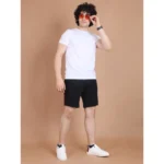 Men's Casual Cotton Striped Above knee Shorts (Black) - Image 7