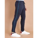Men's Casual Cotton Striped Full Length Track Pant (Navy) - Image 4