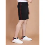 Men's Casual Cotton Striped Above knee Shorts (Black) - Image 3