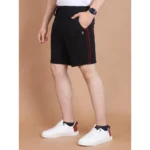 Men's Casual Cotton Striped Above knee Shorts (Black) - Image 4