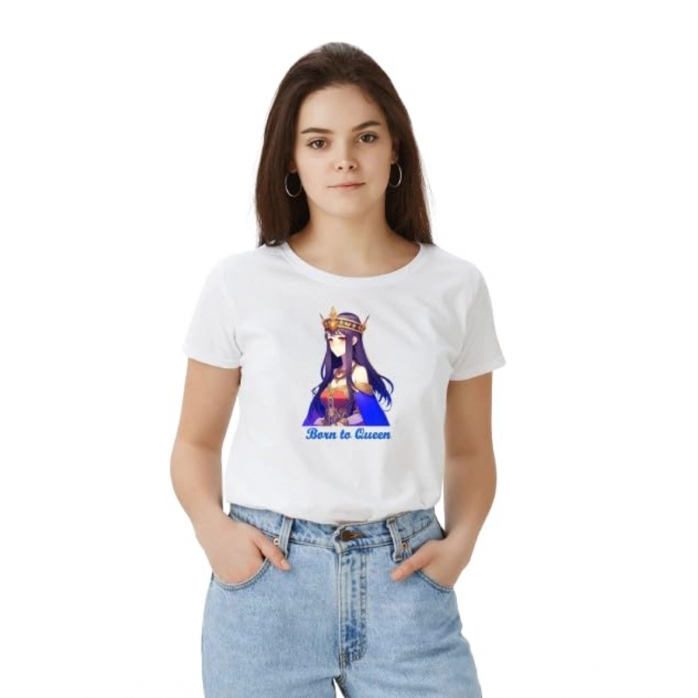 54010333911_d411b68b5f_o_d-1000x1000-1.webp Women's Polyester Solid Printed Round Neck Half Sleeve T-shirt (White) - Image 1