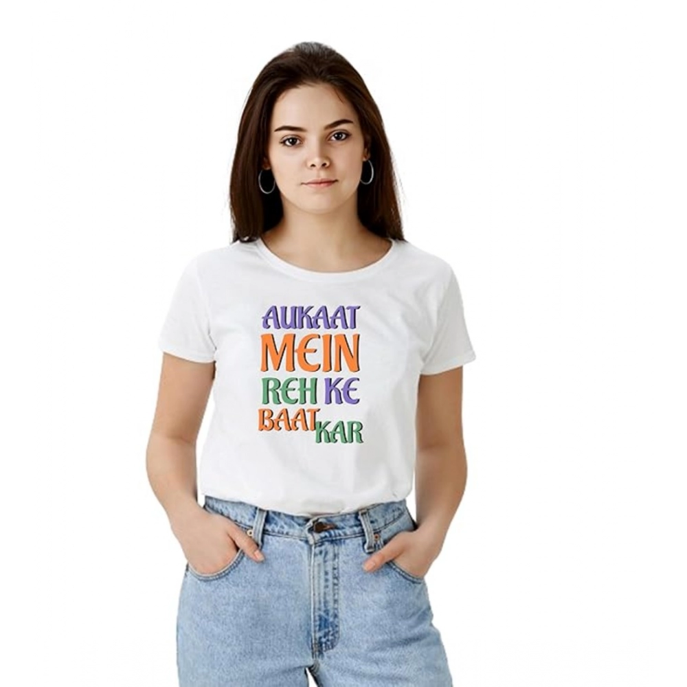 54010333936_d8362065ca_o_d-1000x1000-1.webp Women's Polyester Solid Printed Round Neck Half Sleeve T-shirt (White) - Image 1