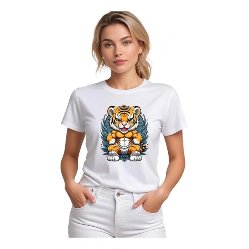 54010558183_7f41273386_o_d-1000x1000-1.webp Women's Polyester Solid Printed Round Neck Half Sleeve T-shirt (White) - Image 1