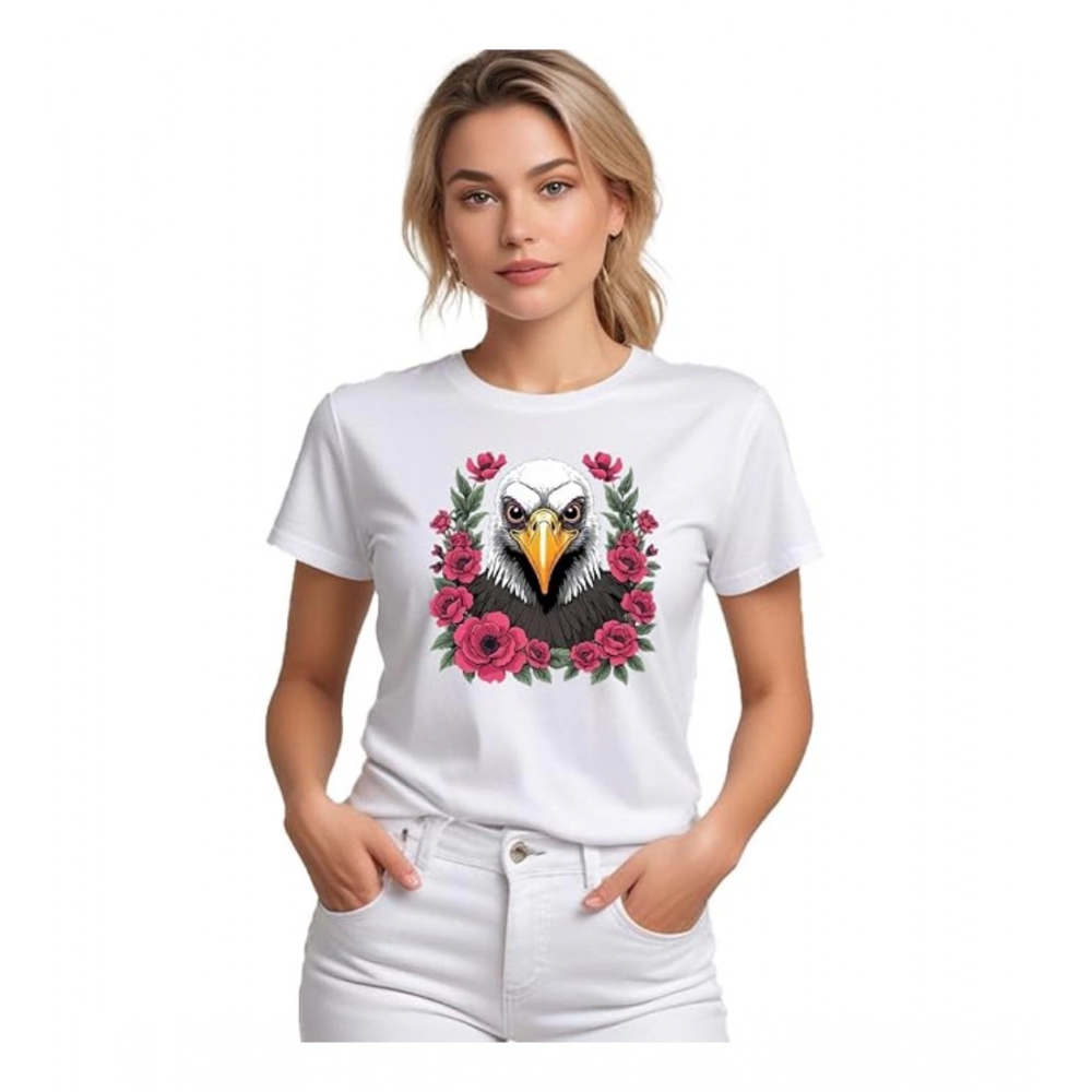 54010659249_0380a26f70_o_d-1000x1000-1.webp Women's Polyester Solid Printed Round Neck Half Sleeve T-shirt (White) - Image 1