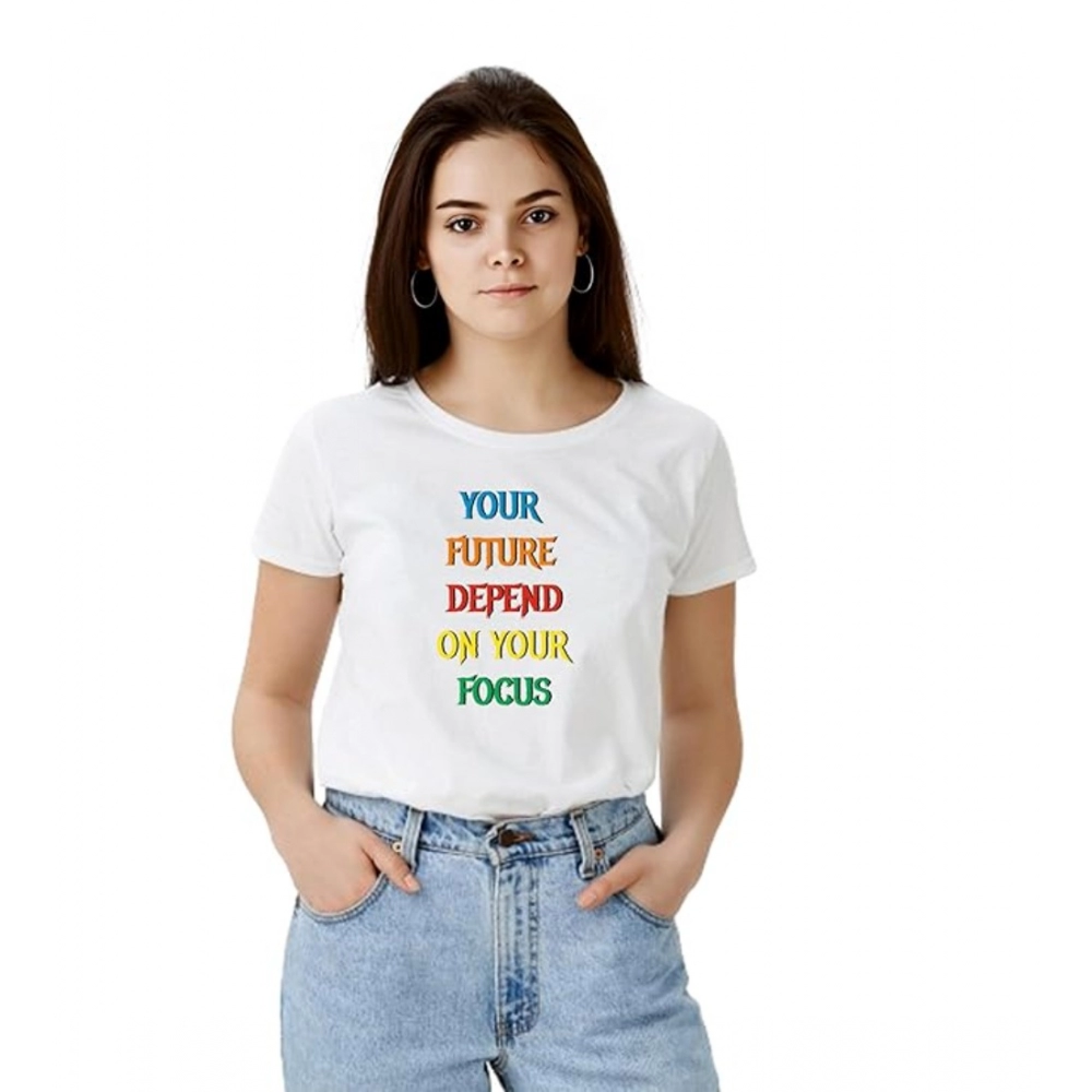 54010659259_6c87a36516_o_d-1000x1000-1.webp Women's Polyester Solid Printed Round Neck Half Sleeve T-shirt (White) - Image 1