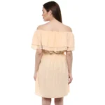 Women's Polyester Solid Sleeveless Knee-Length Dress (Beige) - Image 7
