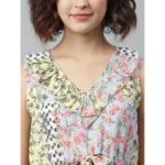 Women's Polyester Peplum Sleeveless Above Knee Dress (Multicolor) - Image 2