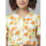 Women's Polyester Printed Flutter Above Knee Dress (Orange - Yellow) - Image 2