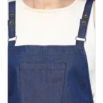 Women's Denim Solid Shoulder Straps Above Knee Dress (Blue) - Image 2
