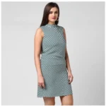 Women's Polyester Striped Sleeveless Above Knee Dress (Green) - Image 3