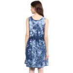Women's Denim Tie & Dye Sleeveless Above Knee Dress (Blue) - Image 7