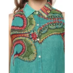 Women's Polyester Floral Sleeveless Below Knee Dress (Multicolor) - Image 2