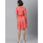 Women's Polyester Polka Flutter Above Knee Dress (Coral) - Image 6