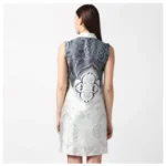 Women's Polyester Printed Sleeveless Above Knee Dress (Blue) - Image 6