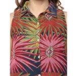 Women's Polyester Floral Sleeveless Below Knee Dress (Multicolor) - Image 2