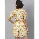 Women's Polyester Printed Flutter Above Knee Dress (Yellow - Orange) - Image 6