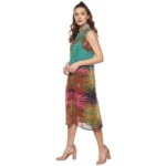 Women's Polyester Floral Sleeveless Below Knee Dress (Multicolor) - Image 3