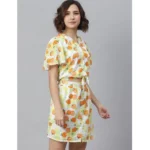 Women's Polyester Printed Flutter Above Knee Dress (Orange - Yellow) - Image 3