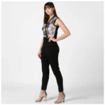 Women's Polyester Embellished Sleeveless Jumpsuit (Black) - Image 3