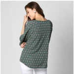 Women's Polyester Printed 3-4th Sleeves Top (Green) - Image 7