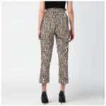 Women's Polyester Animal Print Elasticated Trousers (White - Yellow) - Image 4