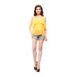 Women's Polyester Solid Sleeveless Regular Top (Orange) - Image 2