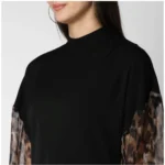 Women's Polyester Animal Print Long Sleeves Top (Black) - Image 2