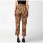Women's Polyester Animal Print Elasticated Trousers (Orange - Black) - Image 4