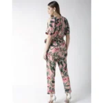 Women's Polyester Floral Half Sleeve Jumpsuit (Pink) - Image 6