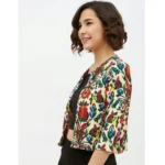 Women's Polyester Floral 3-4th Sleeves Shrug (Multicolor) - Image 3