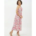 Women's Polyester Floral One Shoulder Calf-length Dress (Multicolor) - Image 4