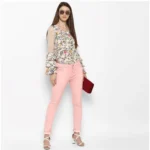 Women's Denim Solid Buttoned Jeans (Pink) - Image 6