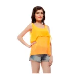Women's Polyester Solid Sleeveless Regular Top (Orange) - Image 5