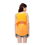 Women's Polyester Solid Sleeveless Regular Top (Orange) - Image 6