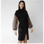 Women's Polyester Animal Print Long Sleeves Top (Black) - Image 4