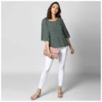 Women's Polyester Printed 3-4th Sleeves Top (Green) - Image 6